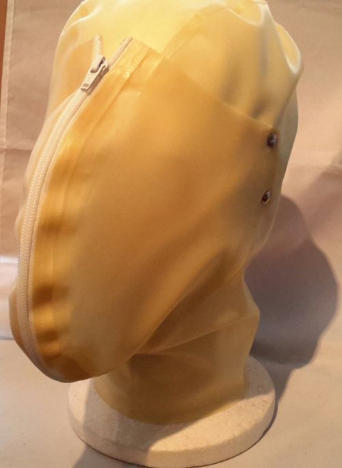 Rubber Hood With Zip Face Cover, Semi Transparent.